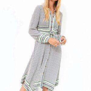 Maeve by Anthropologie Constantine MIDI shirt dress black white green sz 2